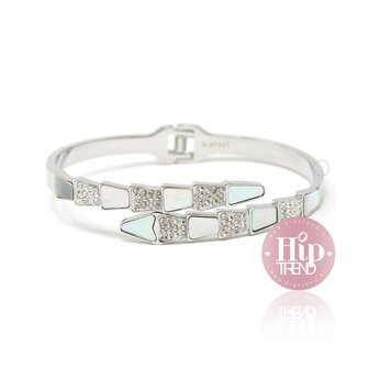 Stainless steel armband sparkling zilver