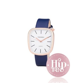 Horloge vierkant ros&eacute; blauw