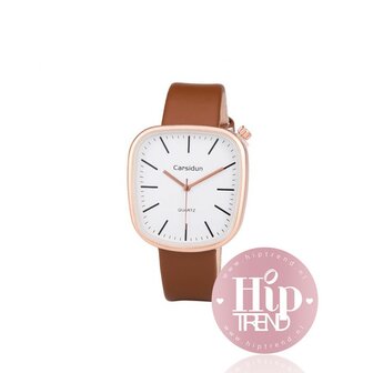 Horloge vierkant ros&eacute; camel