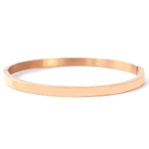 Ros&eacute;kleurige stalen dunne gladde armband