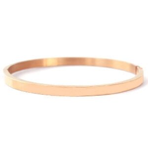 Ros&eacute;kleurige stalen dunne gladde armband