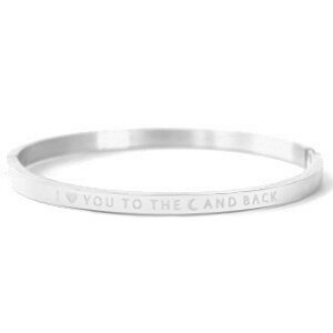 Zilverkleurige stalen armband I LOVE YOU TO THE MOON AND BACK