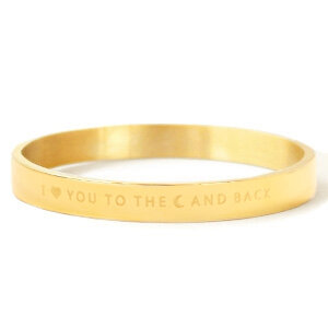 Goudkleurige stalen armband met I LOVE YOU TO THE MOON AND BACK