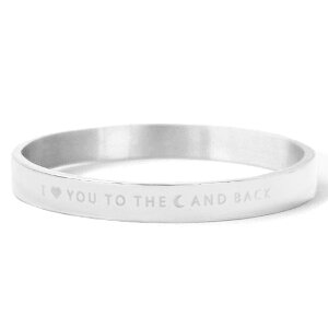 Zilverkleurige stalen armband met I LOVE YOU TO THE MOON AND BACK