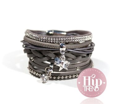 Donker grijze star armbanden set