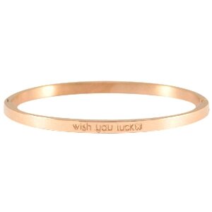 Ros&eacute;kleurige stalen armband met WISH YOU LUCK