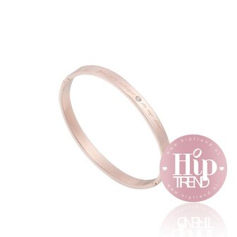 Ros&eacute;kleurige stalen armband met YOU ARE ALWAYS IN MY HEART