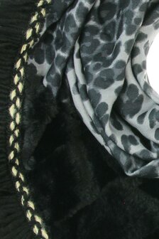 Panter sjaal zwart grijs