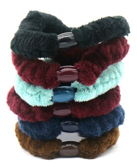 Fluffy haarelastiekjes set van 6 stuks