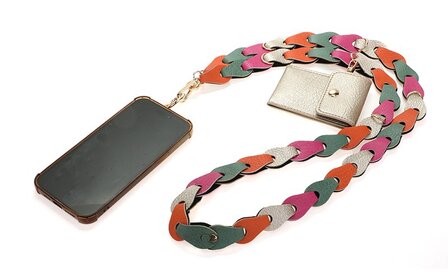 Telefoon &amp; Tassen Koord met portemonneetje colorful