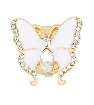 Button cover vlinder wit 