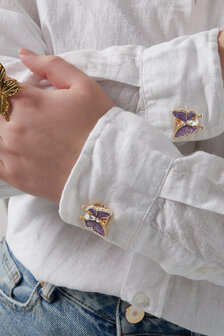 Button cover vlinder paars