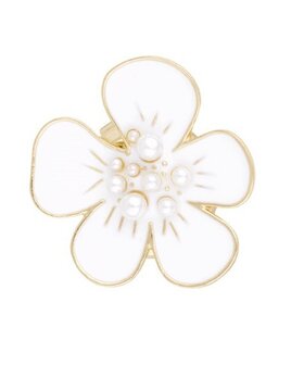 Button cover bloem floral wit