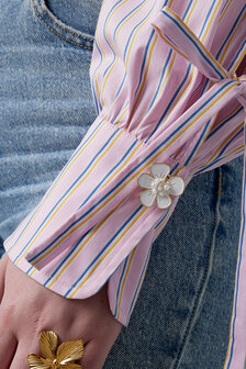 Button cover bloem floral wit