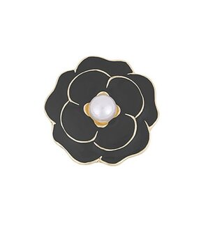 Button cover wildflower zwart