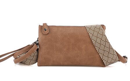 Het handigste tasje ooit met smalle &amp; brede band camel