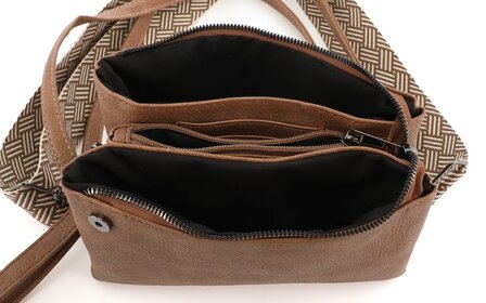 Het handigste tasje ooit met smalle &amp; brede band camel