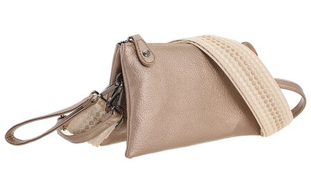 Het handigste tasje ooit met smalle &amp; brede band brons