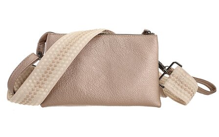 Het handigste tasje ooit met smalle &amp; brede band brons