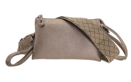 Het handigste tasje ooit met smalle &amp; brede band dark Dark taupe