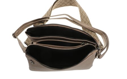 Het handigste tasje ooit met smalle &amp; brede band dark Dark taupe