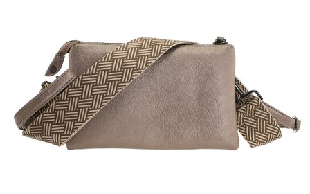 Het handigste tasje ooit met smalle &amp; brede band dark Dark taupe