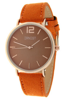 Ernest horloge ros&eacute; oranje