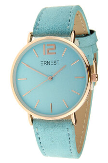Ernest horloge ros&eacute; licht blauw