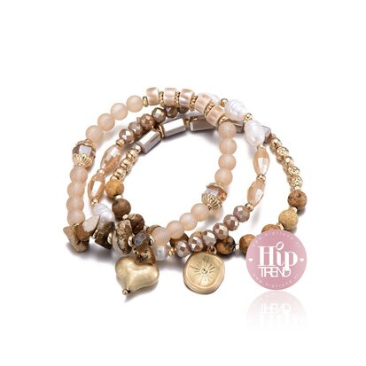 Kralen armbanden set sparkling naturel