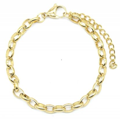 Stalen schakel 5mm verstelbare goudkleurige armband