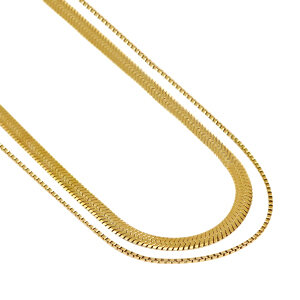 Ketting stainless steel 2 layer goud kleur 5 mm