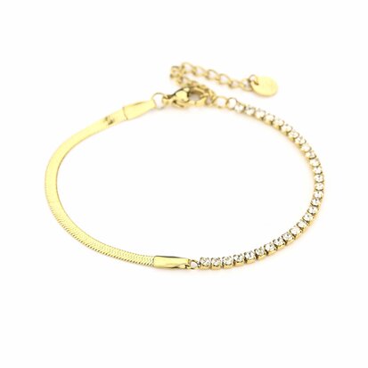 Stalen goudkleurige verstelbare armband sparkling