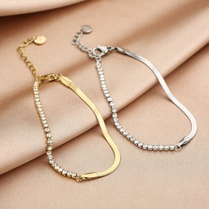 Stalen goudkleurige verstelbare armband sparkling