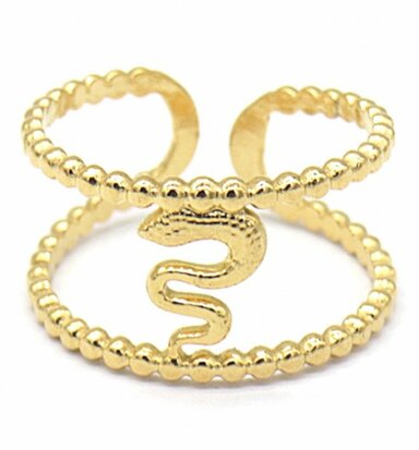 Verstelbare stalen snake ring goud kleurig