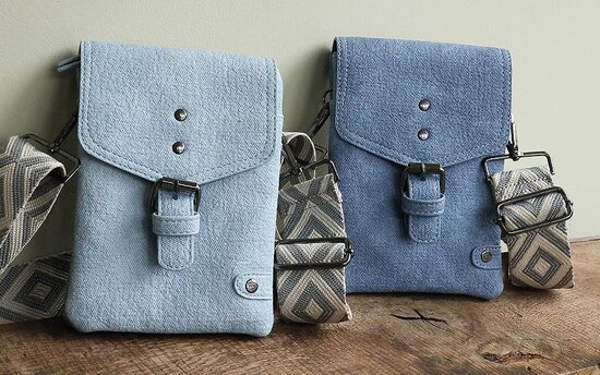 Light jeans schouder- heup en telefoontasje Elena 