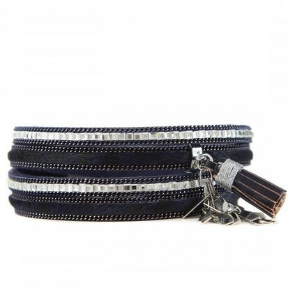 Armband sparkling donker blauw