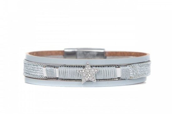 Mix & Match armband star zilvergrijs