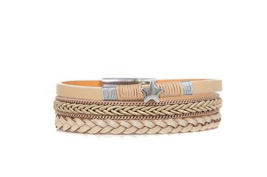 Mix & Match armband gevlochten beige