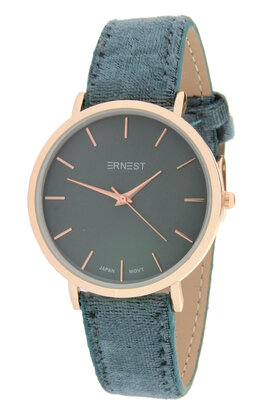 Ernest horloge Rosé velours grijs