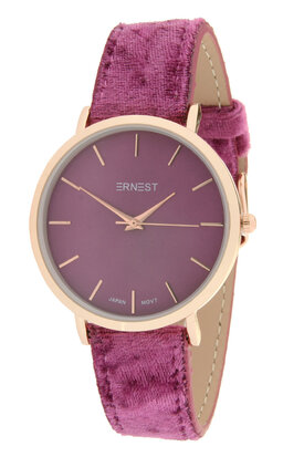 Ernest horloge Rosé velours roze