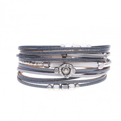 Mix & Match armband parel zilver grijs