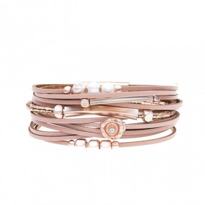 Mix & Match armband parel zilver roze