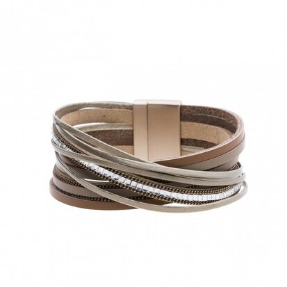 Mix & Match 8 lijns armband beige