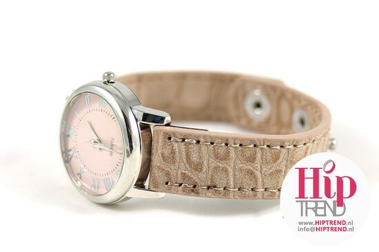 Croco horloge licht taupe