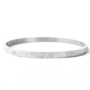 Stainless steel armband tropical leaf