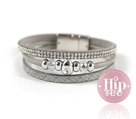 Mix & Match armband lichtgrijs 3 lijns