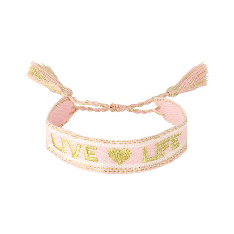 Armband live life roze