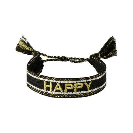 Armband happy zwart