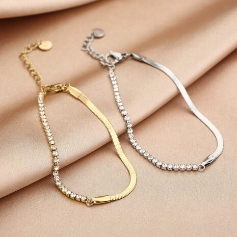 Stalen goudkleurige verstelbare armband sparkling