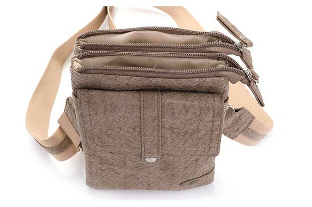 Taupe schouder- heup en telefoontasje sturdy